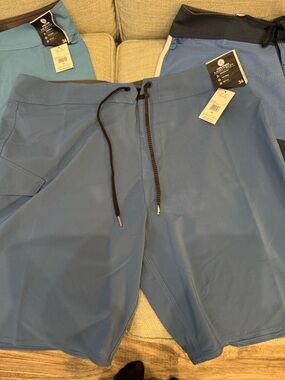 Volcom Men's Blue and Navy Swim Trunks